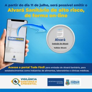 Emissão de alvará sanitário de alto risco poderá ser feita pelo portal Tudo Fácil
