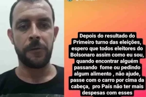 Ex-jogador pede que apoiadores de Bolsonaro atropelem pessoas que passam fome