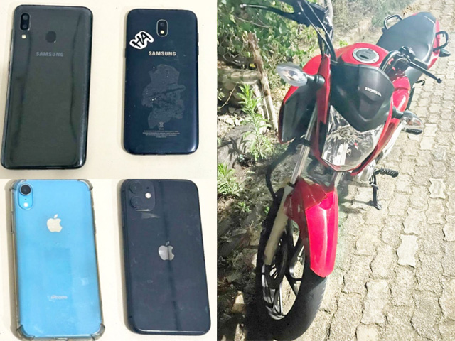 Polícia Militar recupera moto, iphones roubados e desmonta quadrilha