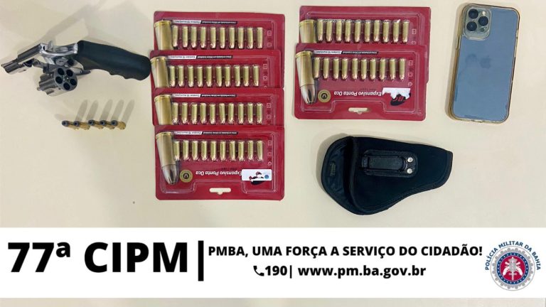 Polícia prende supeito com arma e munições calibres .38 e 9mm