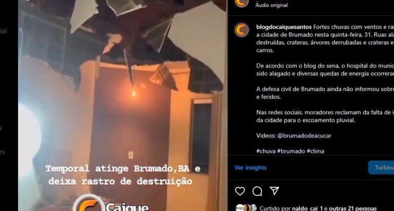 Vídeo: Temporal atinge Brumado (BA) e deixa rastro de destruição; assista