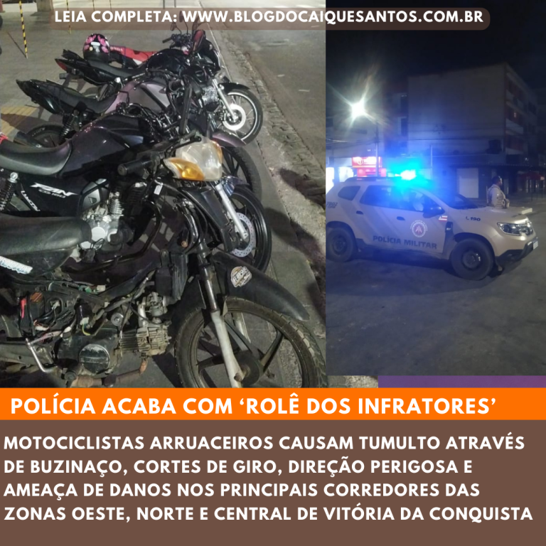 Polícia acaba com ‘Rolê dos Infratores’ que percorreu as ruas de Vitória da Conquista