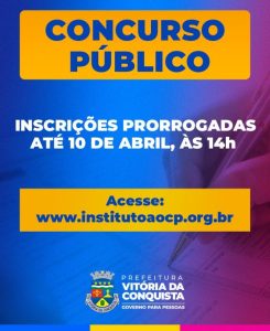 Concurso público: Prefeitura prorroga inscrições; Confira novo prazo