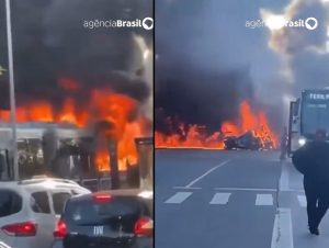 URGENTE: Avião cai em cima de ônibus em São Paulo, veja vídeo