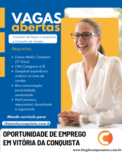 🚨Atenção: Oportunidade de emprego em Vitória da Conquista