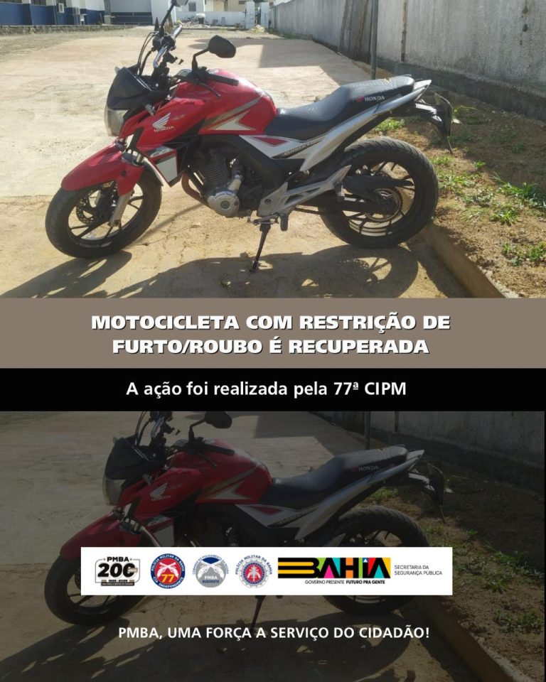 Polícia Militar recupera moto roubada no bairro Morada Real