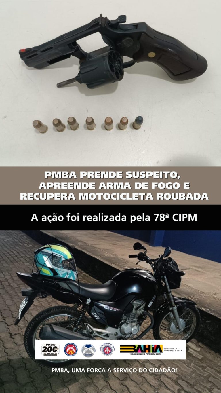 Ação rápida da 78ª CIPM recupera motocicleta e apreende revólver no Vila Elisa