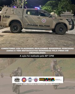 Polícia Militar remove duas motocicletas após denúncias de manobras perigosas em Vila Bahia, distrito de Encruzilhada
