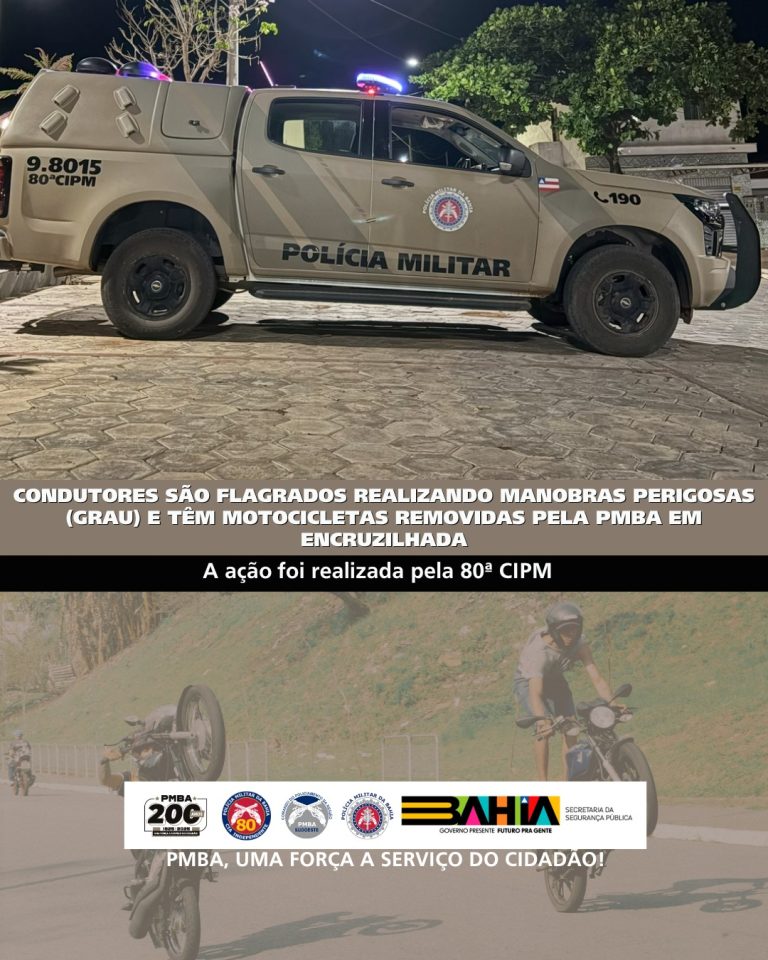 Polícia Militar remove duas motocicletas após denúncias de manobras perigosas em Vila Bahia, distrito de Encruzilhada