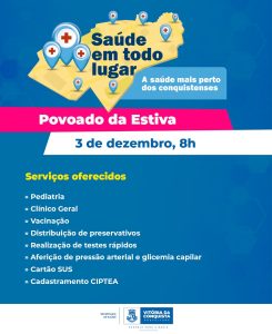 Programa Saúde em Todo Lugar chega ao povoado da Estiva nesta quarta-feira, 3
