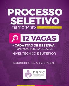 Fundação Pública de Saúde abre Processo de Seleção Pública Simplificada para contratação temporária