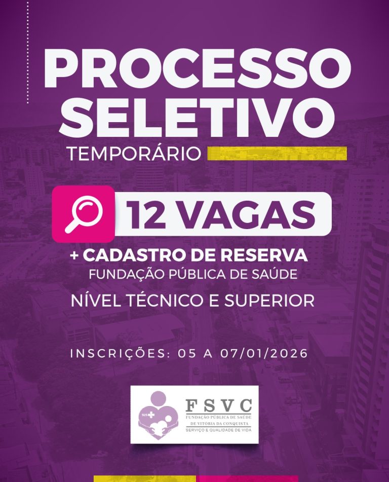 Fundação Pública de Saúde abre Processo de Seleção Pública Simplificada para contratação temporária