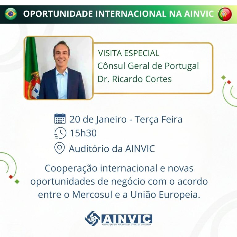 AINVIC recebe Cônsul Geral de Portugal para encontro estratégico com indústrias locais