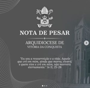 Luto Rosânia: Nota de Pesar da Arquidiocese de Vitória da Conquista
