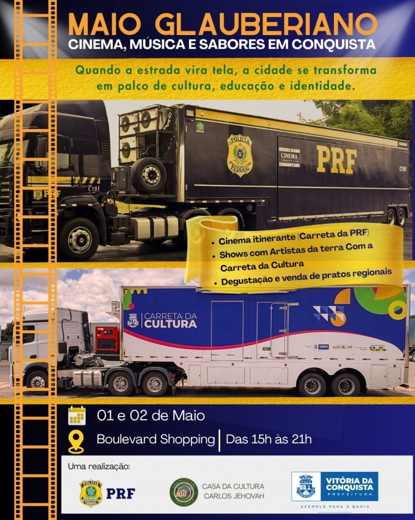 Maio Glauberiano movimenta Vitória da Conquista com cinema, música e gastronomia
