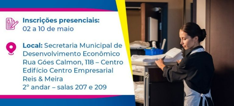 Curso de Camareira começa nesta terça, 12. Inscrições seguem abertas