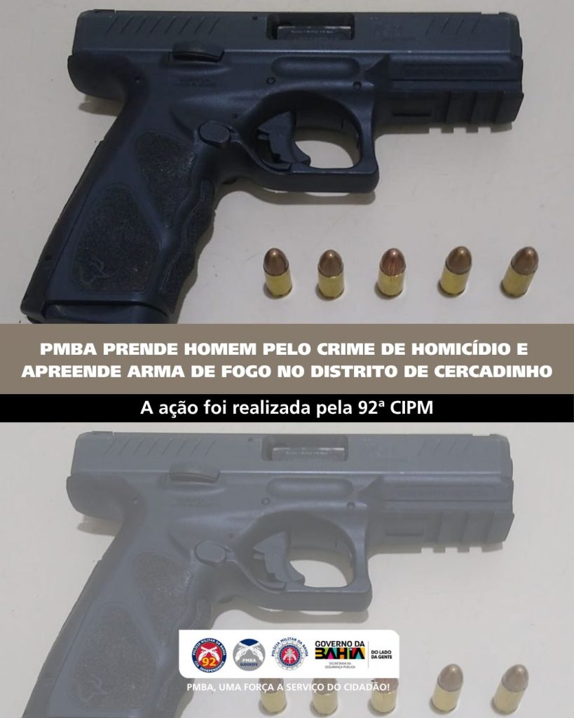 Suspeito de homicídio é preso pela PM no distrito de Cercadinho; arma de fogo foi apreendida