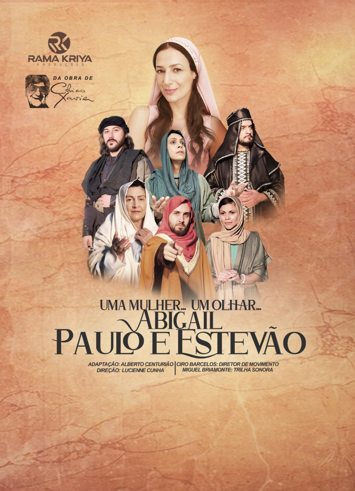 Cartaz do espetáculo Uma Mulher, Um Olhar: Abigail, Paulo e Estêvão