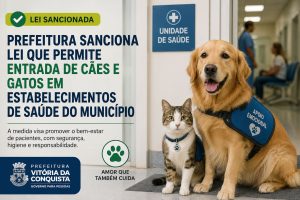 Prefeitura sanciona lei que permite entrada de cães e gatos em estabelecimentos de saúde do município