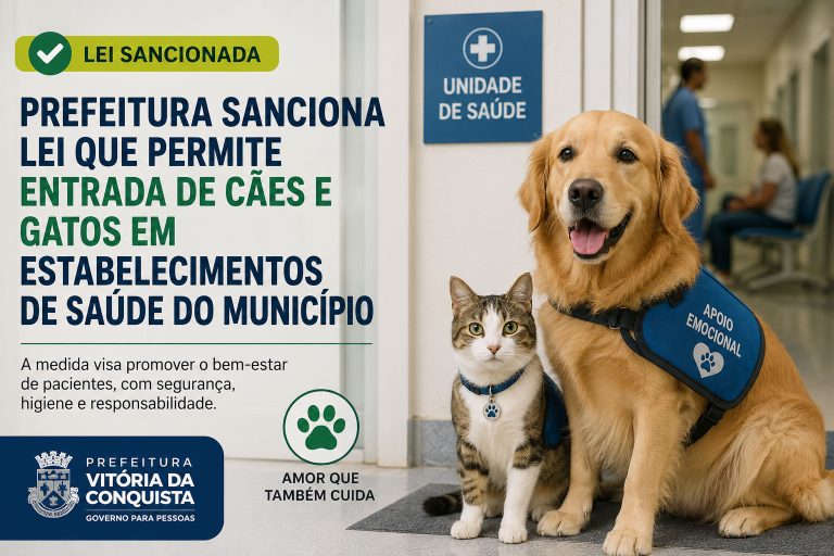 Sancionada lei que permite entrada animais em estabelecimentos de saúde de Vitória da Conquista