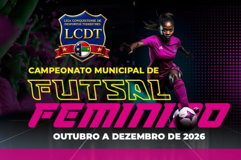 Arte de divulgação do Campeonato Feminino de Futsal em Vitória da Conquista