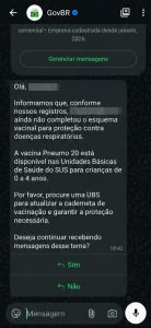 Recebeu mensagem do GovBR sobre vacinação infantil? Saúde de Conquista orienta conferir caderneta