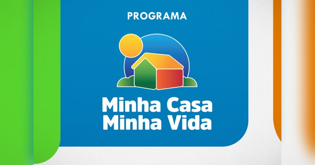 Imagem institucional do Minha Casa Minha Vida, com a marca do programa e ilustração de uma casa sobre fundo azul