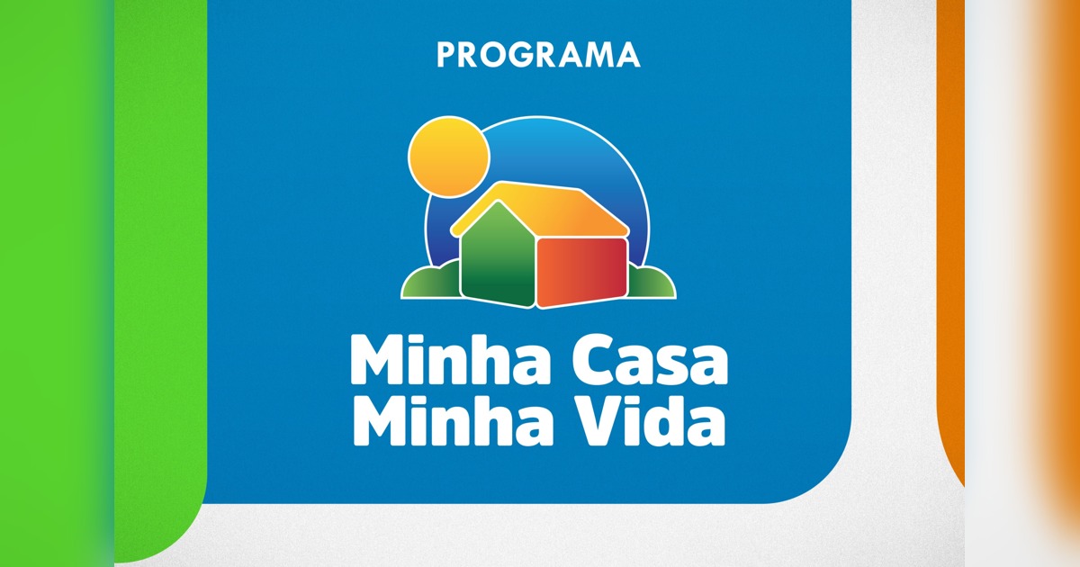 Imagem institucional do Minha Casa Minha Vida, com a marca do programa e ilustração de uma casa sobre fundo azul