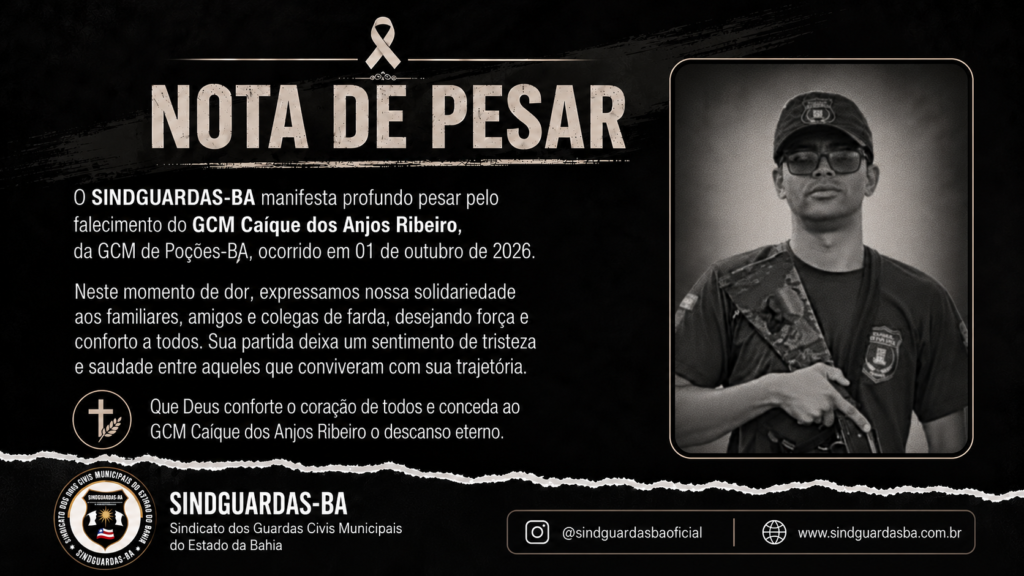 Nota de pesar pelo falecimento do GCM Caíque dos Anjos Ribeiro