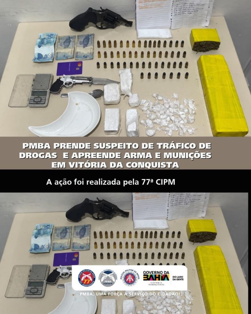 PM apreende revólver e 55 munições durante prisão por suspeita de tráfico no Nova Cidade