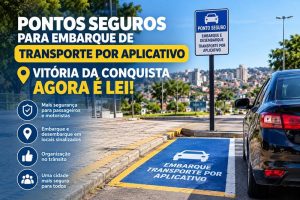Lei prevê pontos de embarque e desembarque para carros de aplicativo em Conquista