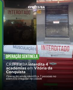 Quatro academias são interditadas em Vitória da Conquista, informa Cref