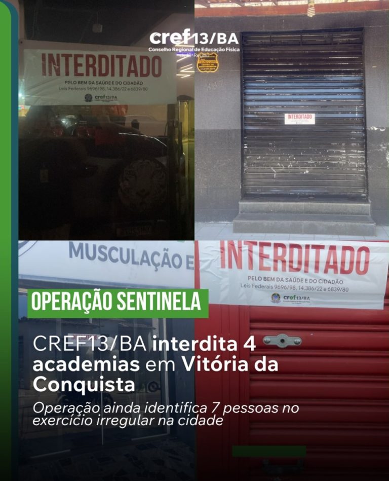Quatro academias são interditadas em Vitória da Conquista, informa Cref