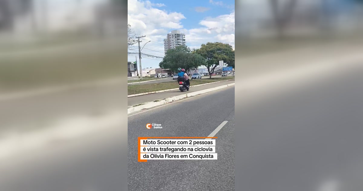 Quadro do vídeo que acompanha o flagrante de scooter na ciclovia da Avenida Olívia Flores, em Vitória da Conquista