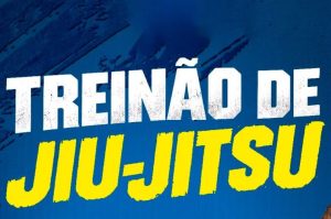 Arte de divulgação do treinão de jiu-jitsu na Praça Tancredo Neves