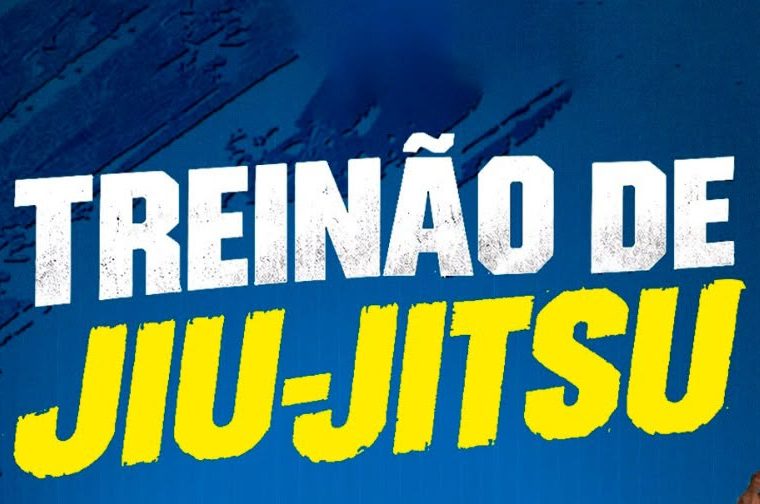 Arte de divulgação do treinão de jiu-jitsu na Praça Tancredo Neves