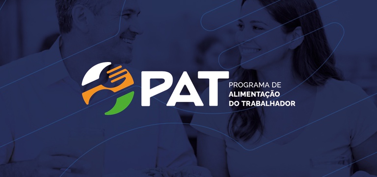 Arte institucional do Programa de Alimentação do Trabalhador, com a sigla PAT em destaque.